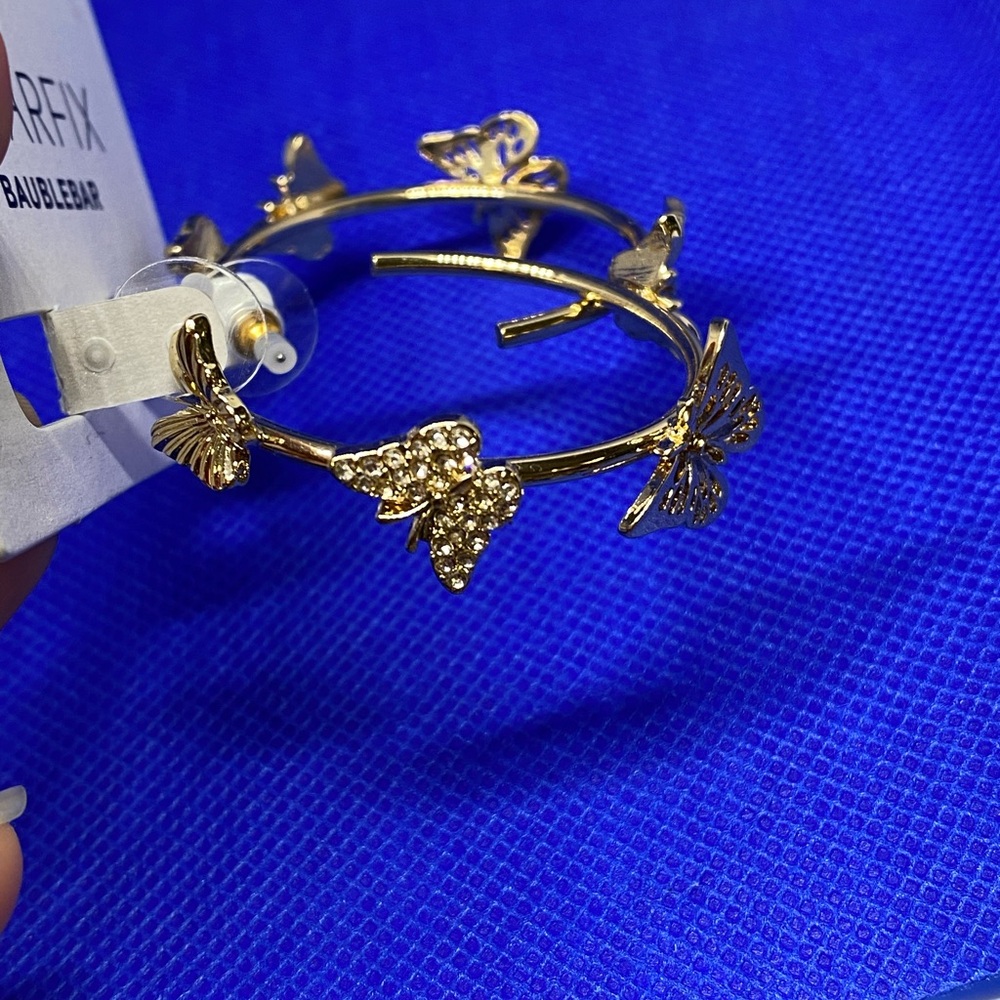 Baublebar Gold Butterfly Hoop Earrings